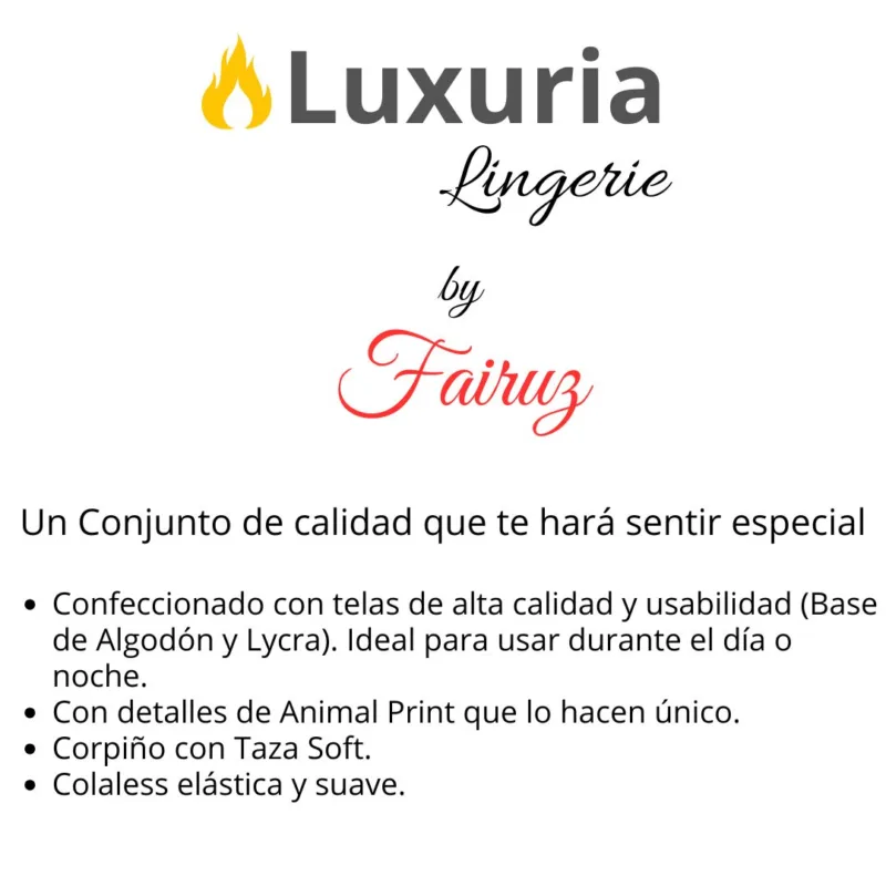 Conjunto Animal Print Bustier Soft Push Up (art 5107) Talle 85 al 100
