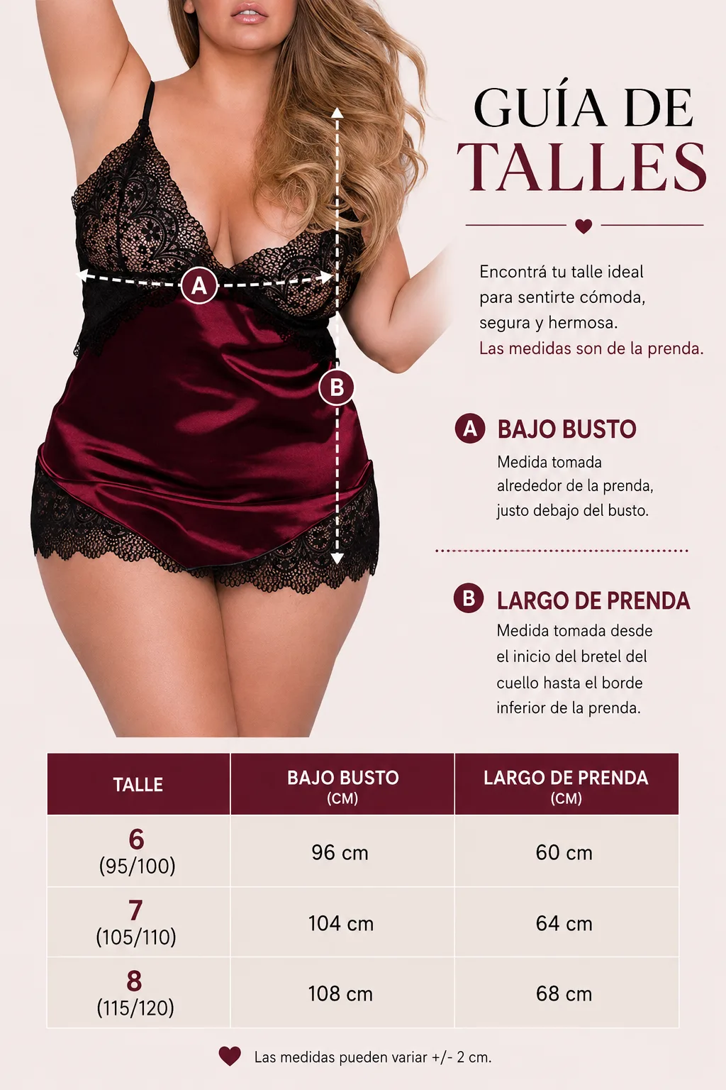 Camisolin Baby Doll "Mia" Puntilla y Raso (AL204) Talle 100 al 120: imagen 2